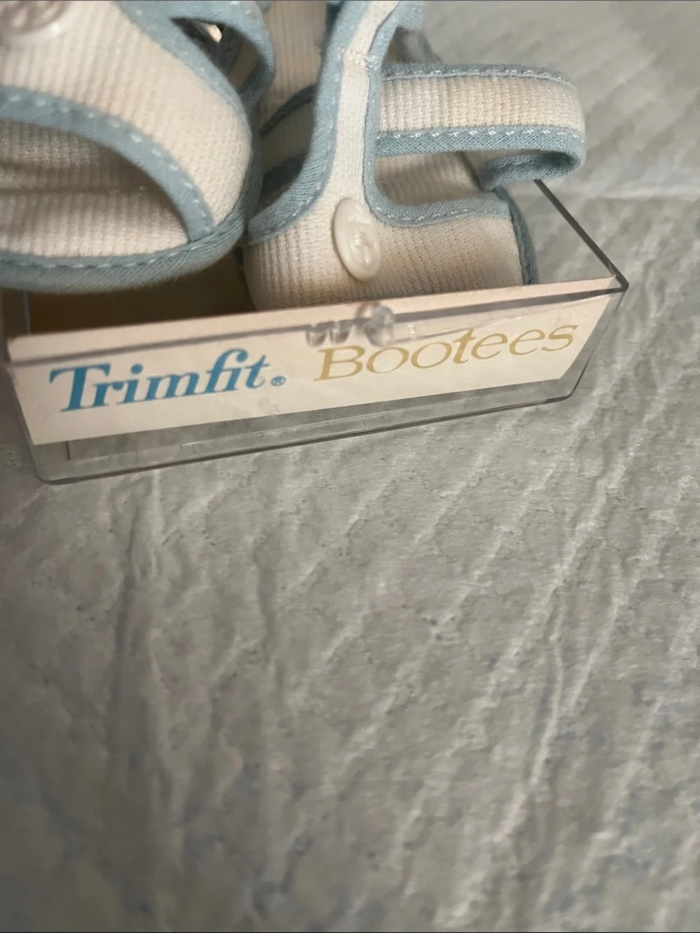 Vintage Cream Baby Lace-Up Booties and White & Light Blue Mary Jane Bootees